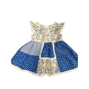Baby Beri Infant Girl Cottagecore Patchwork Floral Dress Sz 3/6m shabby chic